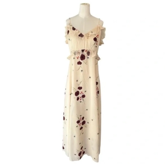 JOIE NWT Joie Cassiel Floral 100% Silk Ruffle Maxi Dress in Size 10 - Picture 7 of 10